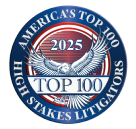 High Stakes Litigators America's Top 100 Best Litigators Badge 2025 - Top Rated Injury Attorneys